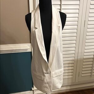 rag & bone off White Sleeveless Blazer Top